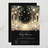 Niedlich zauberhafte Walddusche Einladung (Vorne/Hinten)