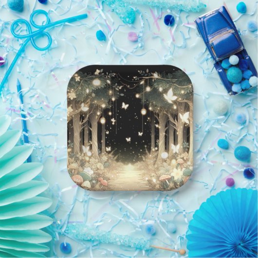 Niedlich zauberhafte Walddusche Pappteller (Party)