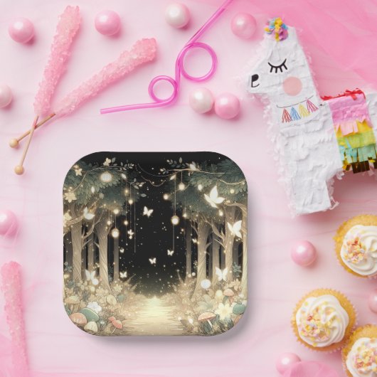 Niedlich zauberhafte Walddusche Pappteller (Party)