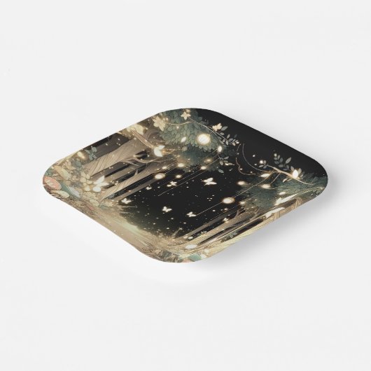 Niedlich zauberhafte Walddusche Pappteller (Gewinkelt)