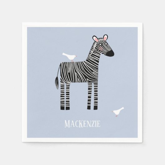 Niedlich Zebra Blue Party Napkins Serviette (Vorderseite)