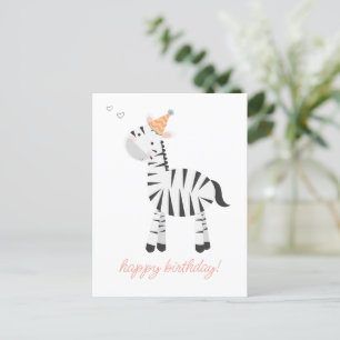 Niedlich Zebra Cartoon - Kindergeburtstag Postkarte