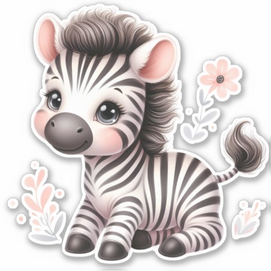 Niedlich! Zebra Custom Cut Scrapbooking Sticker (Vorderseite)