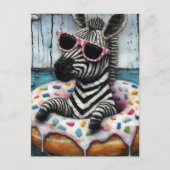 Niedlich Zebra Geniessen Sie eine Floattour in Dou Postkarte (Vorderseite)