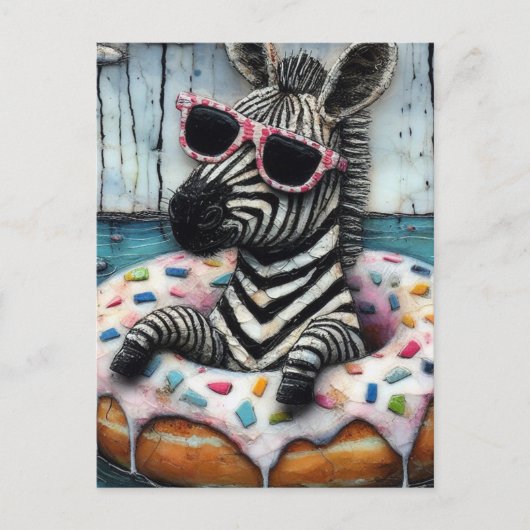 Niedlich Zebra Geniessen Sie eine Floattour in Dou Postkarte (Vorderseite)