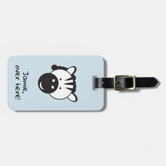 Niedlich Zebra | Hier drüben | PERSONALISIERT Gepäckanhänger (Vorderseite horizontal)