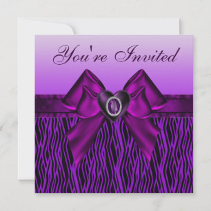 Niedlich Zebra & Jewel HeartsPurple Animal Print P Einladung