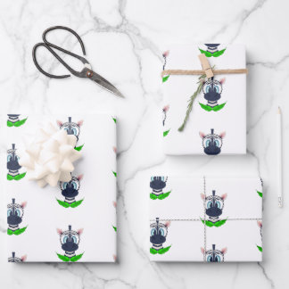 Niedlich Zebra Kindergeburtstag Safari Tiermuster Geschenkpapier Set