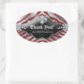 Niedlich Zebra Lilie Glitzer Red Ovaler Aufkleber (Tasche)