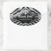 Niedlich Zebra Lilie Glitzer Silver Black Ovaler Aufkleber (Tasche)