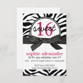 Niedlich Zebra Muster Süß 16 Party Einladung (Vorne/Hinten)