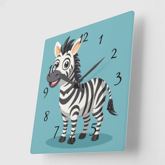 Niedlich Zebra Quadratische Wanduhr (Winkel)
