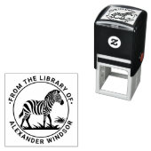 Niedlich Zebra Stehend Round Library Name Permastempel (Beispiel)