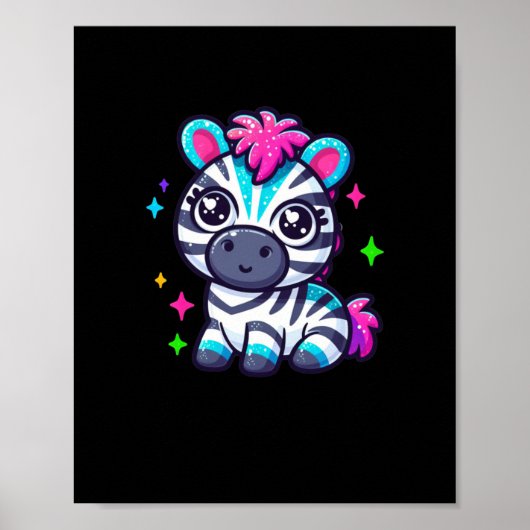 Niedlich Zebra-Sticker Poster (Vorne)
