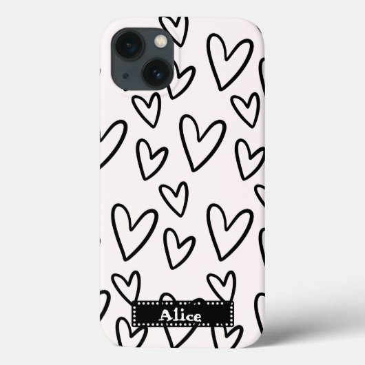 niedlich zeichnend Schwarz-weiße Liebe personalisi Case-Mate iPhone Hülle (Rückseite)