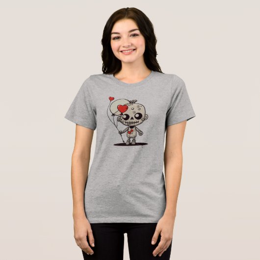 Niedlich Zombie Friend - herzförmige Liebe Tri-Blend Shirt (Vorderseite voll)