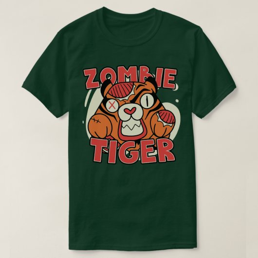 Niedlich Zombie Tiger Funny Halloween Zombie Tiere T-Shirt (Design vorne)