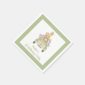 Niedlich Zoo Animal Safari 1. Geburtstag Party Serviette (Ecke)