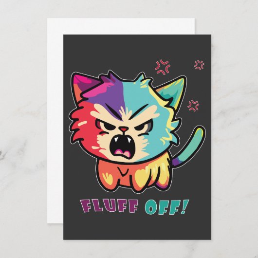 Niedlich zornige Katze, die Fluff abschaut. Mitteilungskarte (Vorne/Hinten)