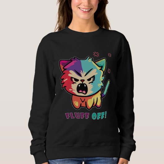Niedlich zornige Katze, die Fluff abschaut. Sweatshirt (Vorderseite)