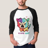 Niedlich zornige Katze, die Fluff abschaut. T-Shirt (Vorderseite)
