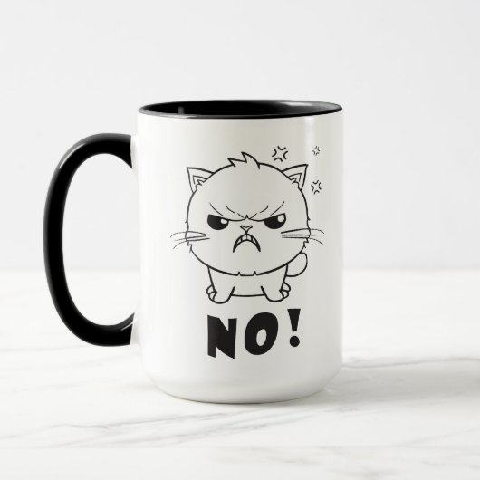 Niedlich zornige Katze, die nein jaucht. Tasse (Links)