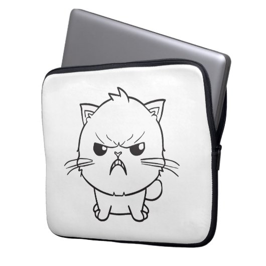 Niedlich zornige Katze, die sich herumhisst. Laptopschutzhülle (Vorderseite Links)