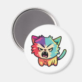 Niedlich zornige Katze, die sich herumhisst. Magnet (Vorderseite/Rückseite)