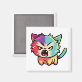 Niedlich zornige Katze, die sich herumhisst. Magnet (Vorderseite/Rückseite)