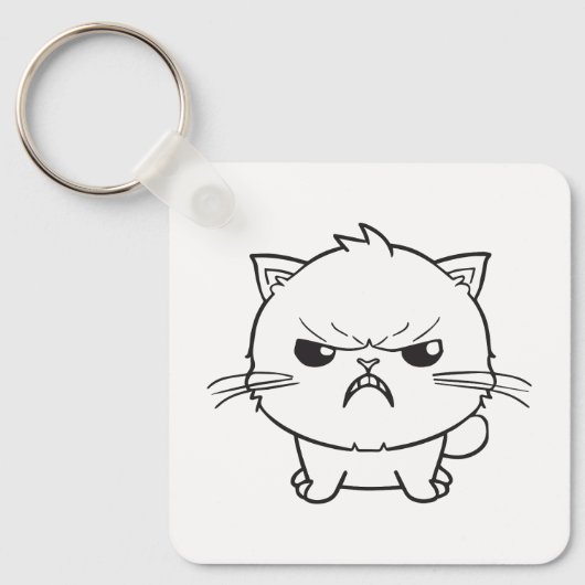 Niedlich zornige Katze, die sich herumhisst. Schlüsselanhänger (Vorderseite)