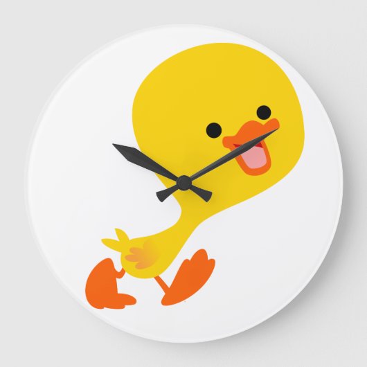 Niedlich zu Fuß Cartoon Duckling Wall Clock Große Wanduhr (Vorderseite)