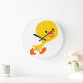 Niedlich zu Fuß Cartoon Duckling Wall Clock Große Wanduhr (Zuhause)