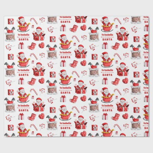 Niedlich zu Kindernamen aus Santa Pattern Geschenkpapier (Flach)