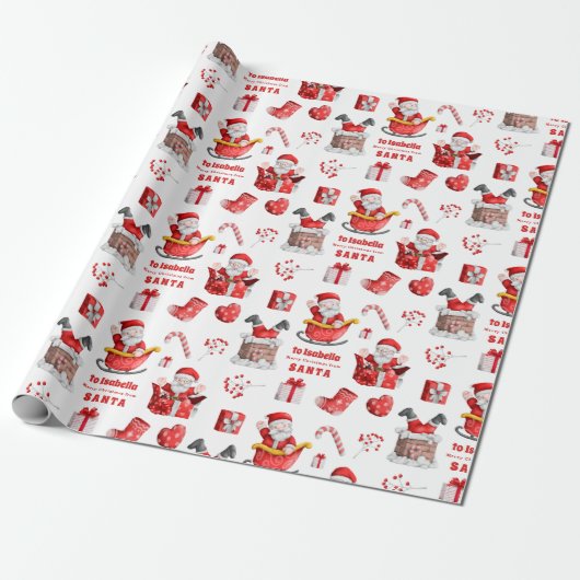 Niedlich zu Kindernamen aus Santa Pattern Geschenkpapier (Ungerollt)
