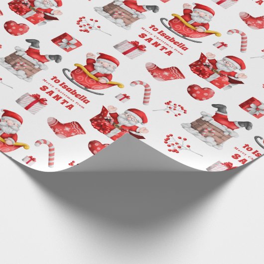 Niedlich zu Kindernamen aus Santa Pattern Geschenkpapier (Ecke)