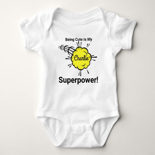Niedlich zu sein ist meine Supermacht! Baby Strampler (Vorderseite)