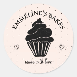 Niedlich Zuhause Baker illustrieren Cupcake Pink B Runder Aufkleber