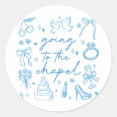 Niedlich zur Kapellbrücke Verlobt Bachelorett Runder Aufkleber (Vorderseite)