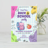 Niedlich zurück zum Party der Schule Einladung (Stehend Vorderseite)