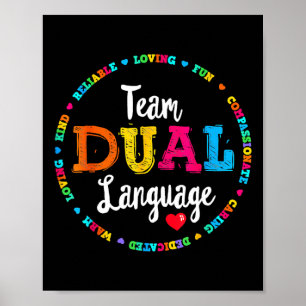 Niedlich zurück zum Schulquadrat Team - Doppelspra Poster