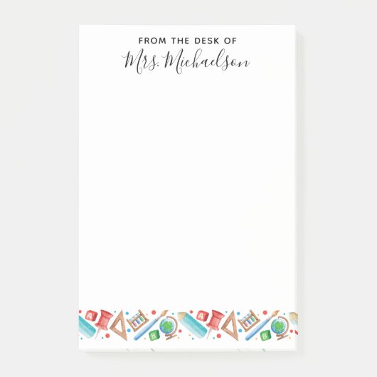 Niedlich zurück zur Globe-Lehrerin Post-it Klebezettel (Vorderseite)