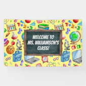 Niedlich zurück zur Schule Wasserfarbenkarton farb Banner (Horizontal)