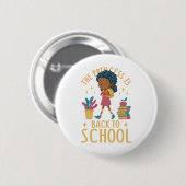 Niedlich zurück zur Schulprinzessin Girl Illustrat Button (Vorne & Hinten)