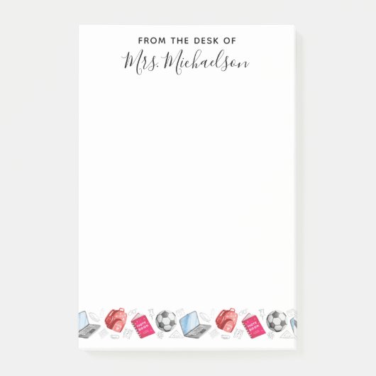 Niedlich zurück zur Schulversorgung Lehrer Post-it Klebezettel (Vorderseite)