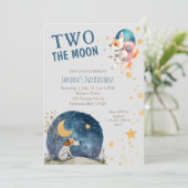 Niedlich zwei der Mondhundebötter zum zweiten Gebu Einladung (Stehend Vorderseite)