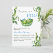 Niedlich zwei Erbsen in einem Pod Blue Boy Twins B Einladung (Stehend Vorderseite)