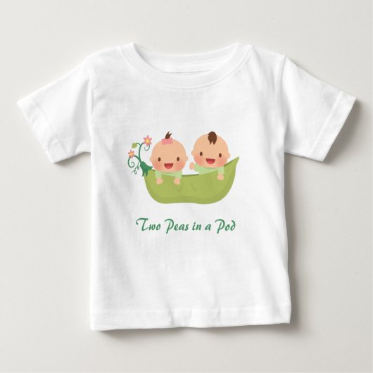 Niedlich zwei Erbsen in einem Pod Boy Girl Twins Baby T-shirt (Vorderseite)