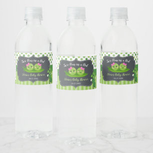 Niedlich zwei Erbsen in einer Pod Girls Twins Baby Wasserflaschenetikett