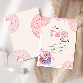 Niedlich zwei süße Pink Donut Girl 2. Geburtstag Einladung