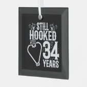 Niedliche 34-jährige Paare Verheiratet 34 Jahre Ornament Aus Glas (Vorderseite links)